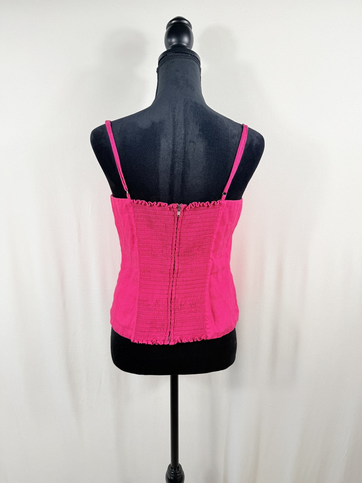 Reformation Hot Pink Ribbed Bustier Top – back
