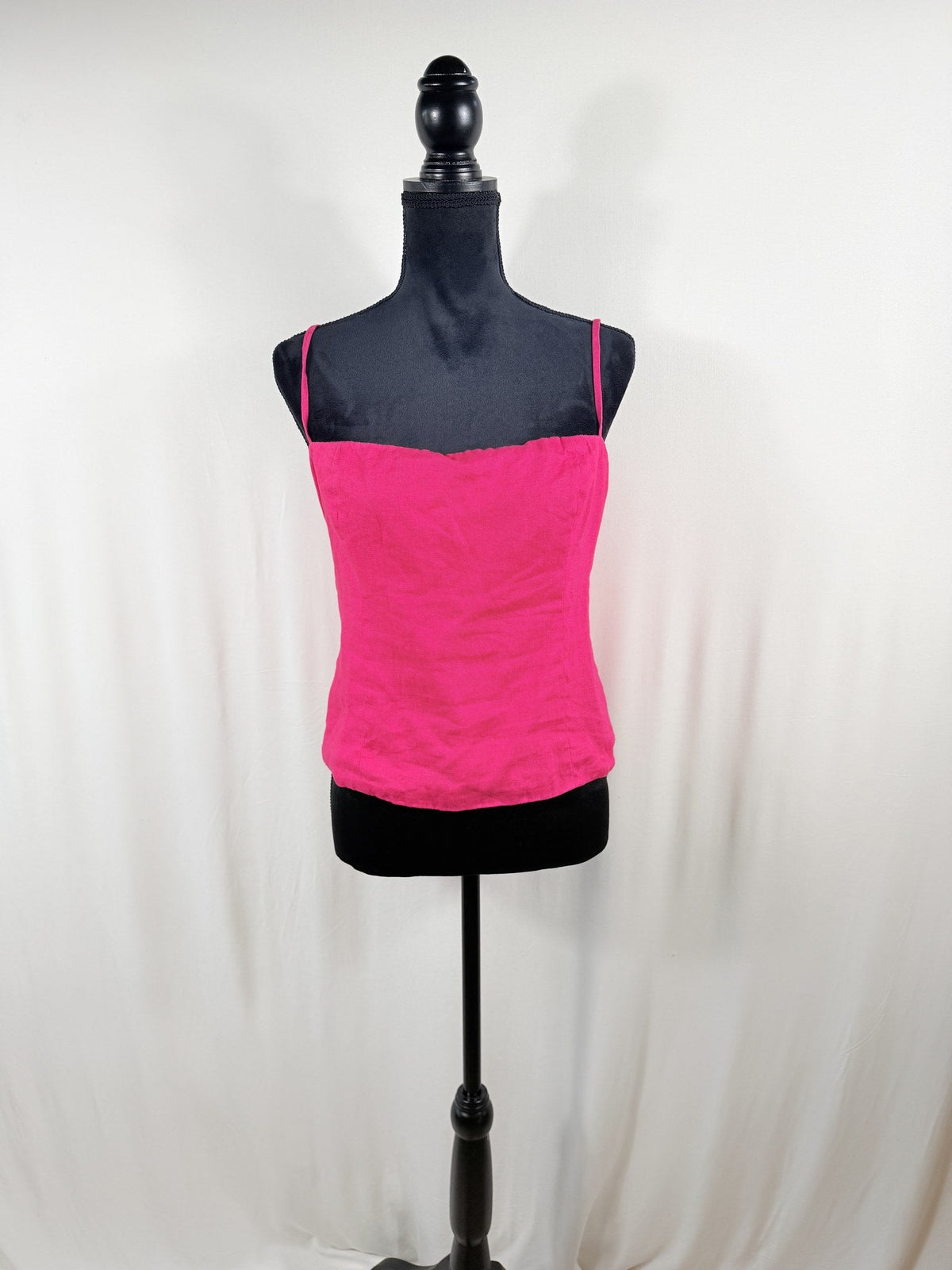 Reformation Hot Pink Ribbed Bustier Top – front