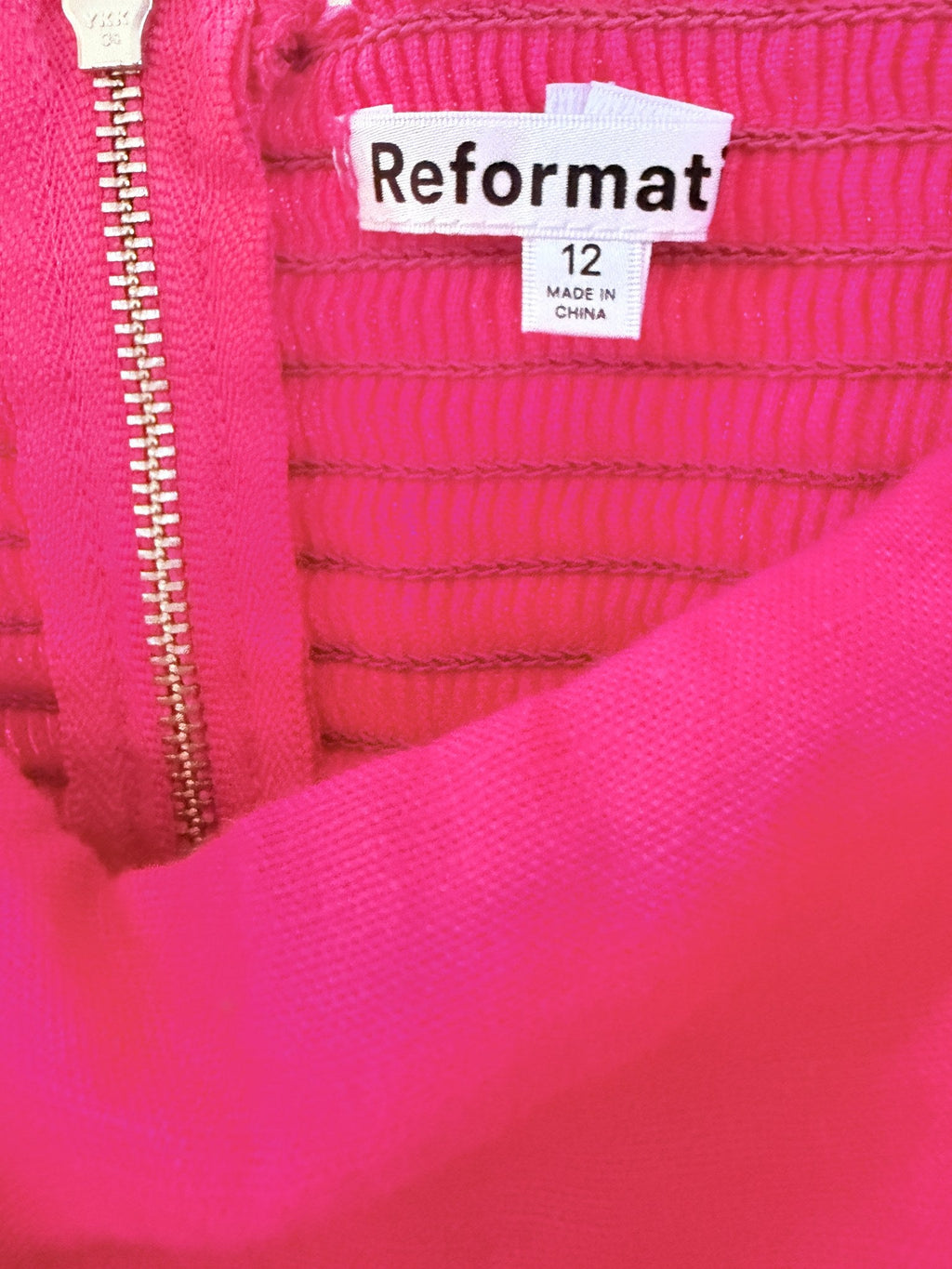 Reformation Hot Pink Ribbed Bustier Top – label
