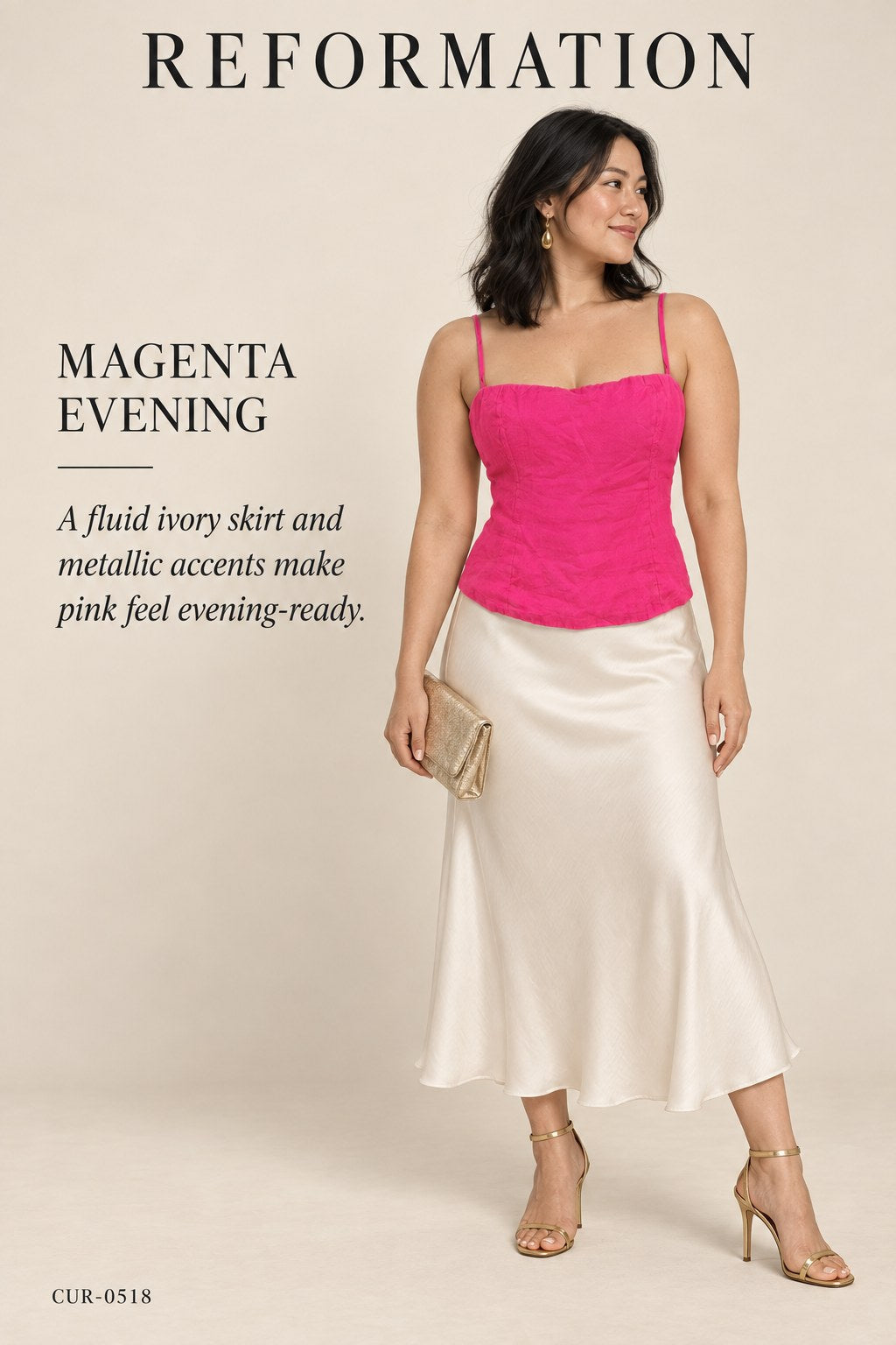 Reformation Hot Pink Ribbed Bustier Top – styled: Magenta Evening