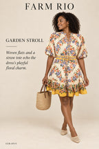 FARM Rio Hilo Stripes Sand Mini Dress – styled: Garden Stroll