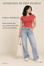 Intimately by Free People Coral Cropped Tee – styled: Coral Weekend