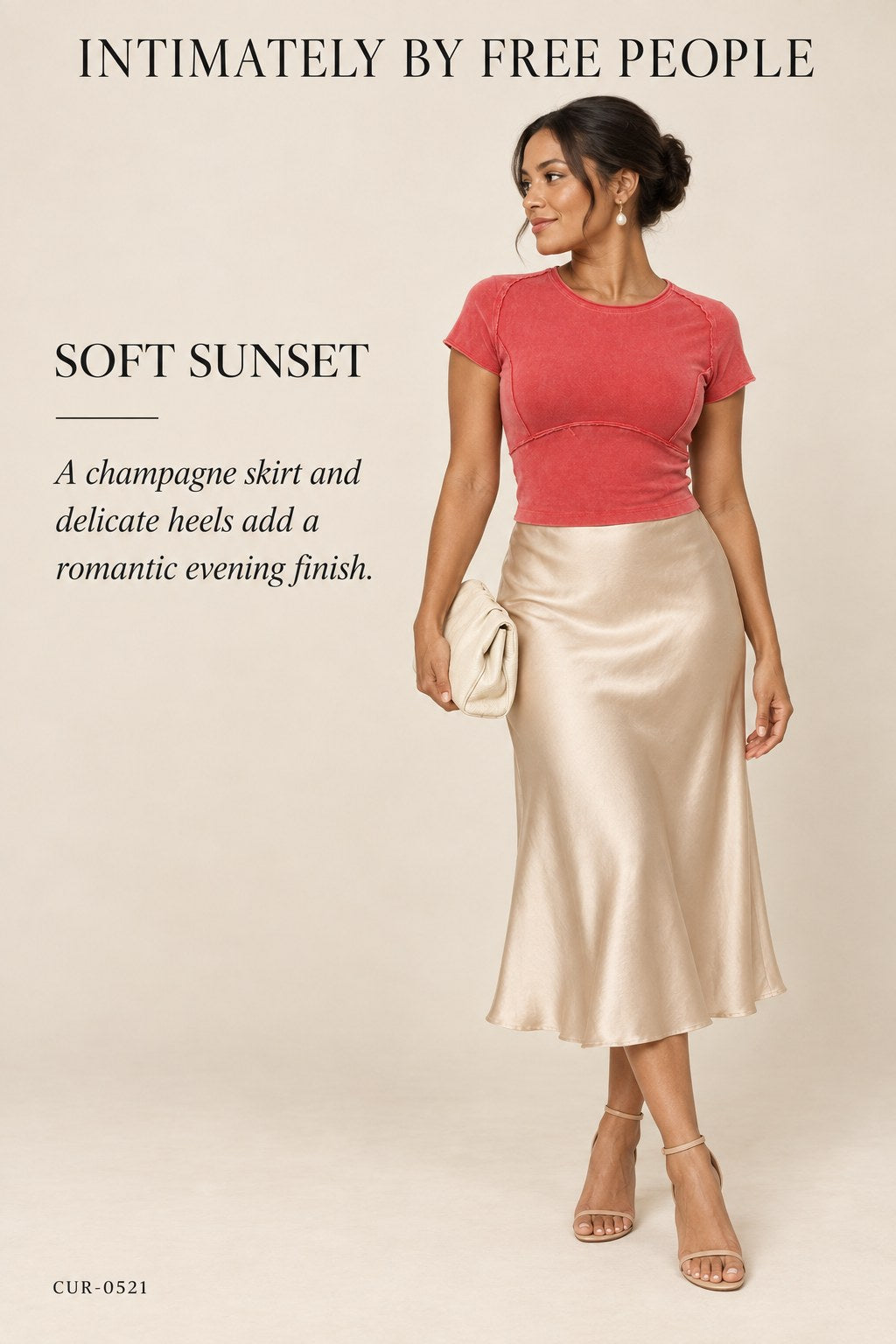 Intimately by Free People Coral Cropped Tee – styled: Soft Sunset