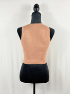 Bardot Tan Ribbed Sleeveless Crop Tank – back