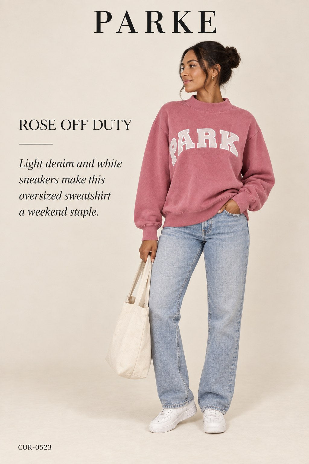 PARKE Dusty Rose Logo Crewneck Sweatshirt – styled: Rose Off Duty