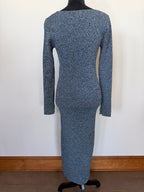 GANNI Melange Rib-Knit Midi Dress – Blue Melange