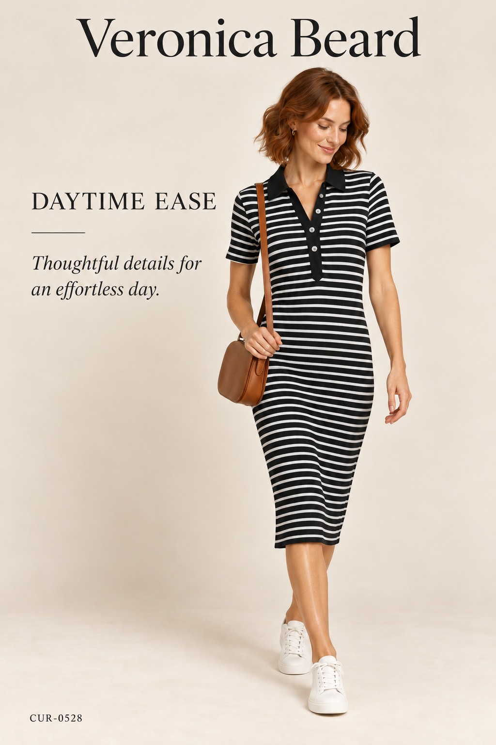Veronica Beard Bailey Striped Polo Dress – Dark Navy / Black and White