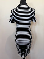 Veronica Beard Bailey Striped Polo Dress – Dark Navy / Black and White