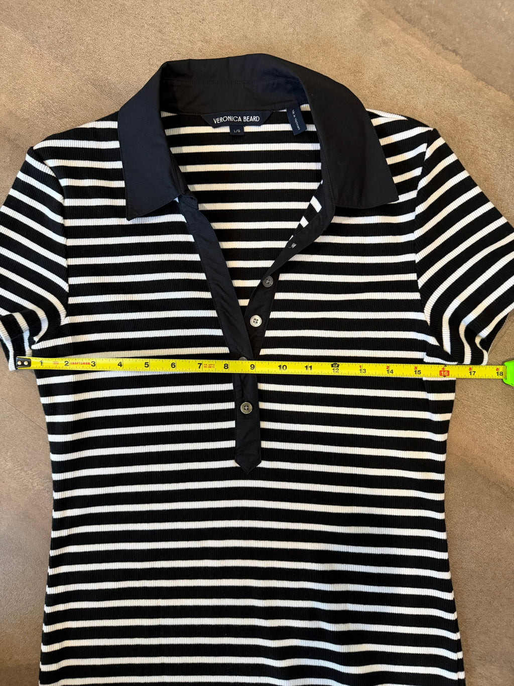 Veronica Beard Bailey Striped Polo Dress – Dark Navy / Black and White