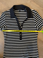 Veronica Beard Bailey Striped Polo Dress – Dark Navy / Black and White