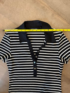 Veronica Beard Bailey Striped Polo Dress – Dark Navy / Black and White