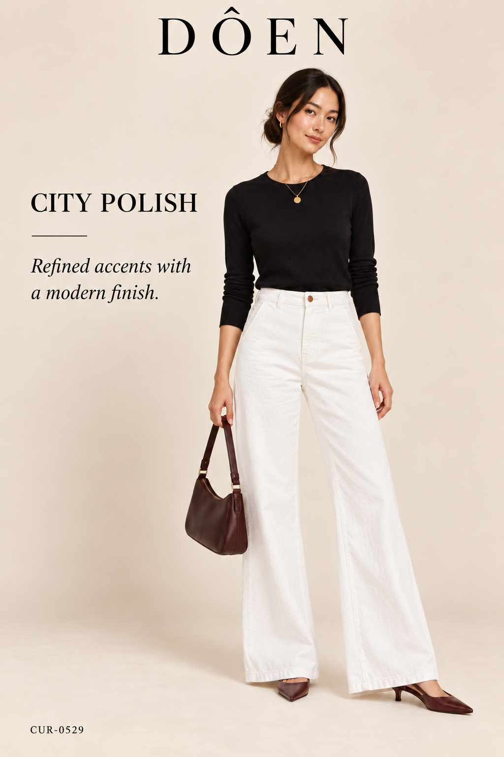 DÔEN High-Rise Flared Jean – White