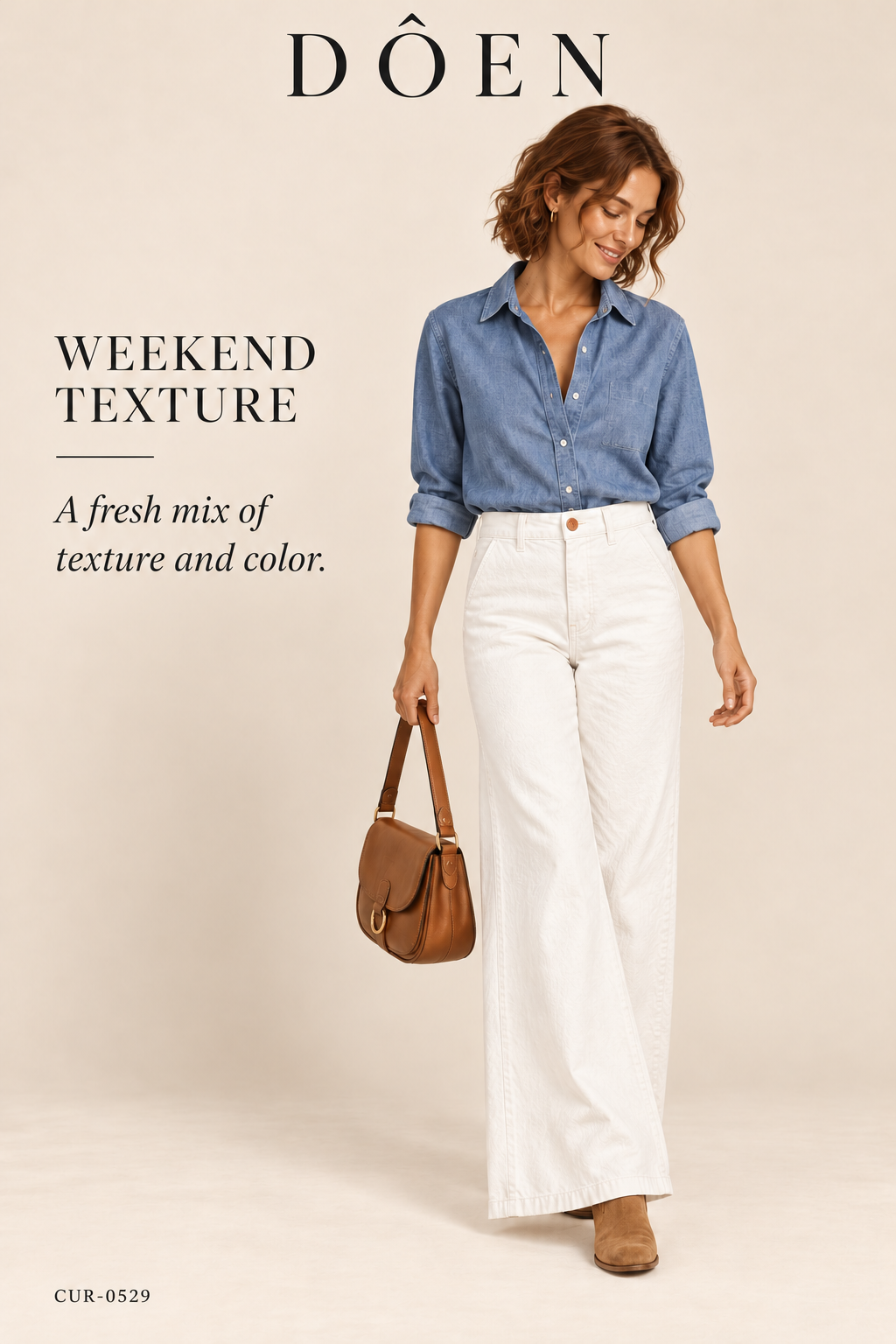 DÔEN High-Rise Flared Jean – White