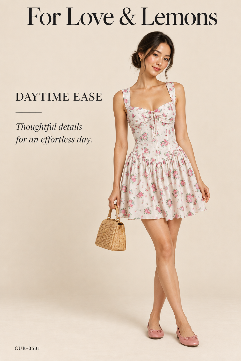 For Love & Lemons Rosebud Corset Mini Dress – White