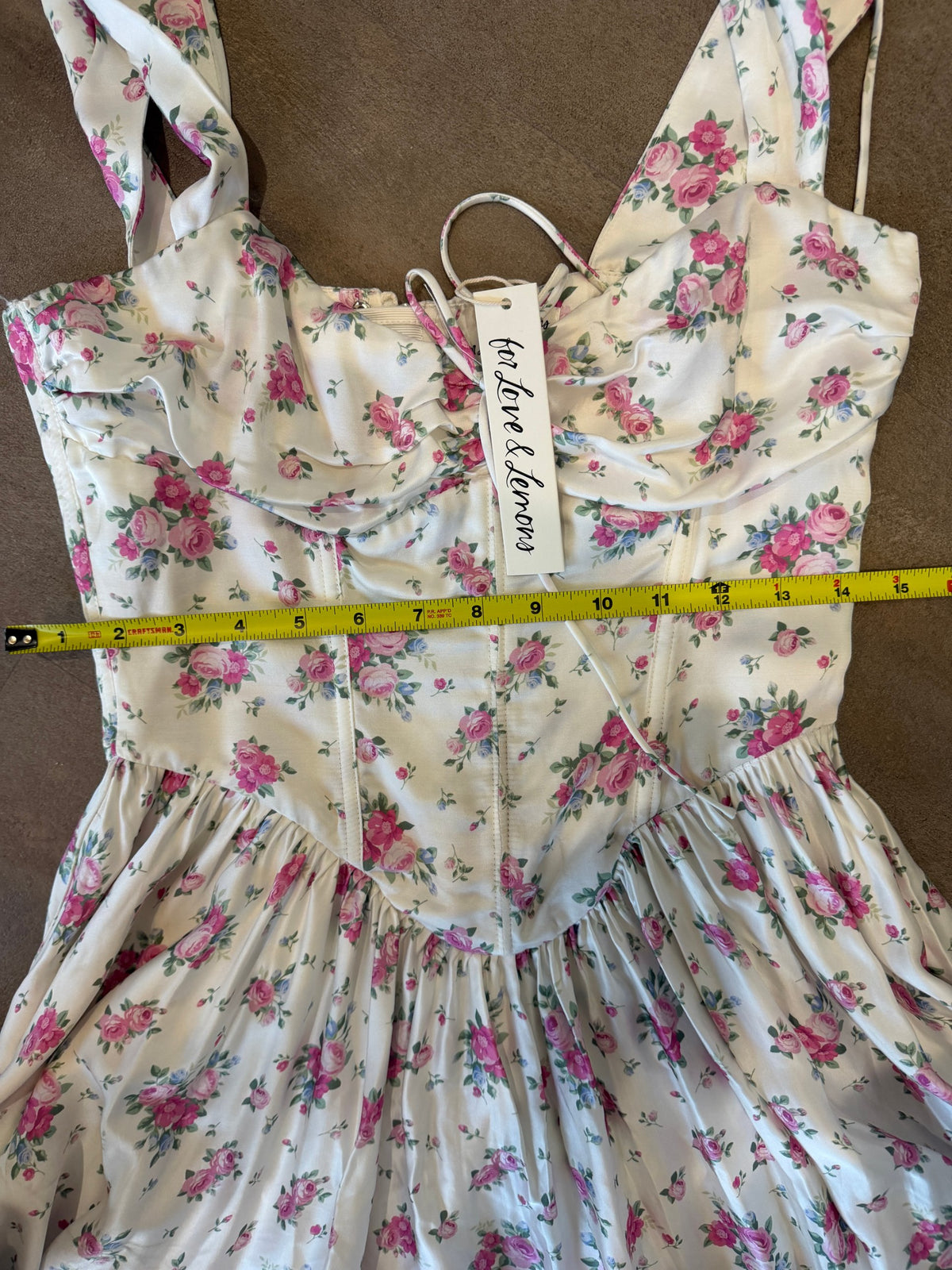 For Love & Lemons Rosebud Corset Mini Dress – White