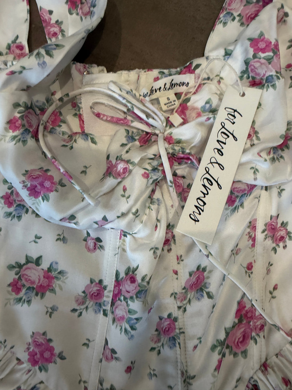 For Love & Lemons Rosebud Corset Mini Dress – White