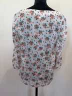 DÔEN Floral Scoop-Neck Button-Front Blouse – Cream