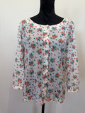 DÔEN Floral Scoop-Neck Button-Front Blouse – Cream