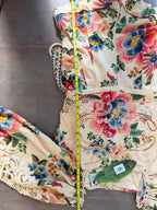 FARM Rio Delicate Garden Linen-Blend Romper – Sand