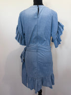 Étoile Isabel Marant Lelicia Chambray Ruffle Wrap Dress – Blue