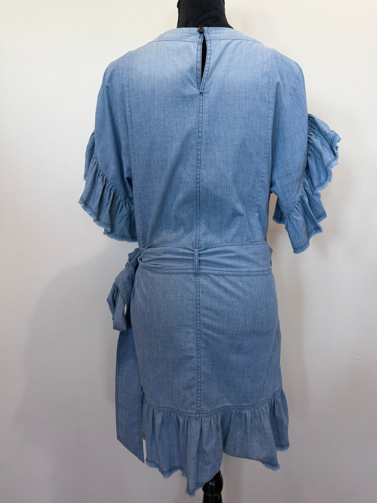 Étoile Isabel Marant Lelicia Chambray Ruffle Wrap Dress – Blue