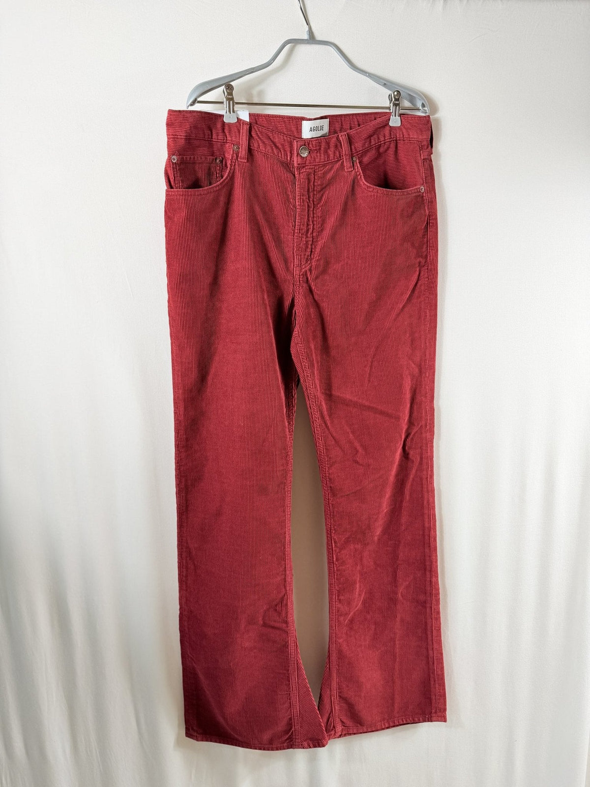 AGOLDE Mid-Rise Kick Boot Corduroy Jean — Brick - front