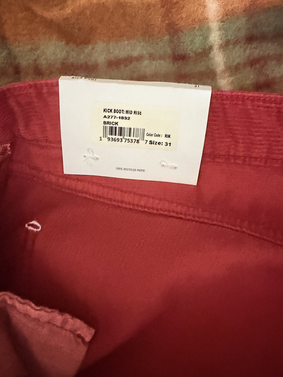 AGOLDE Mid-Rise Kick Boot Corduroy Jean — Brick - tag