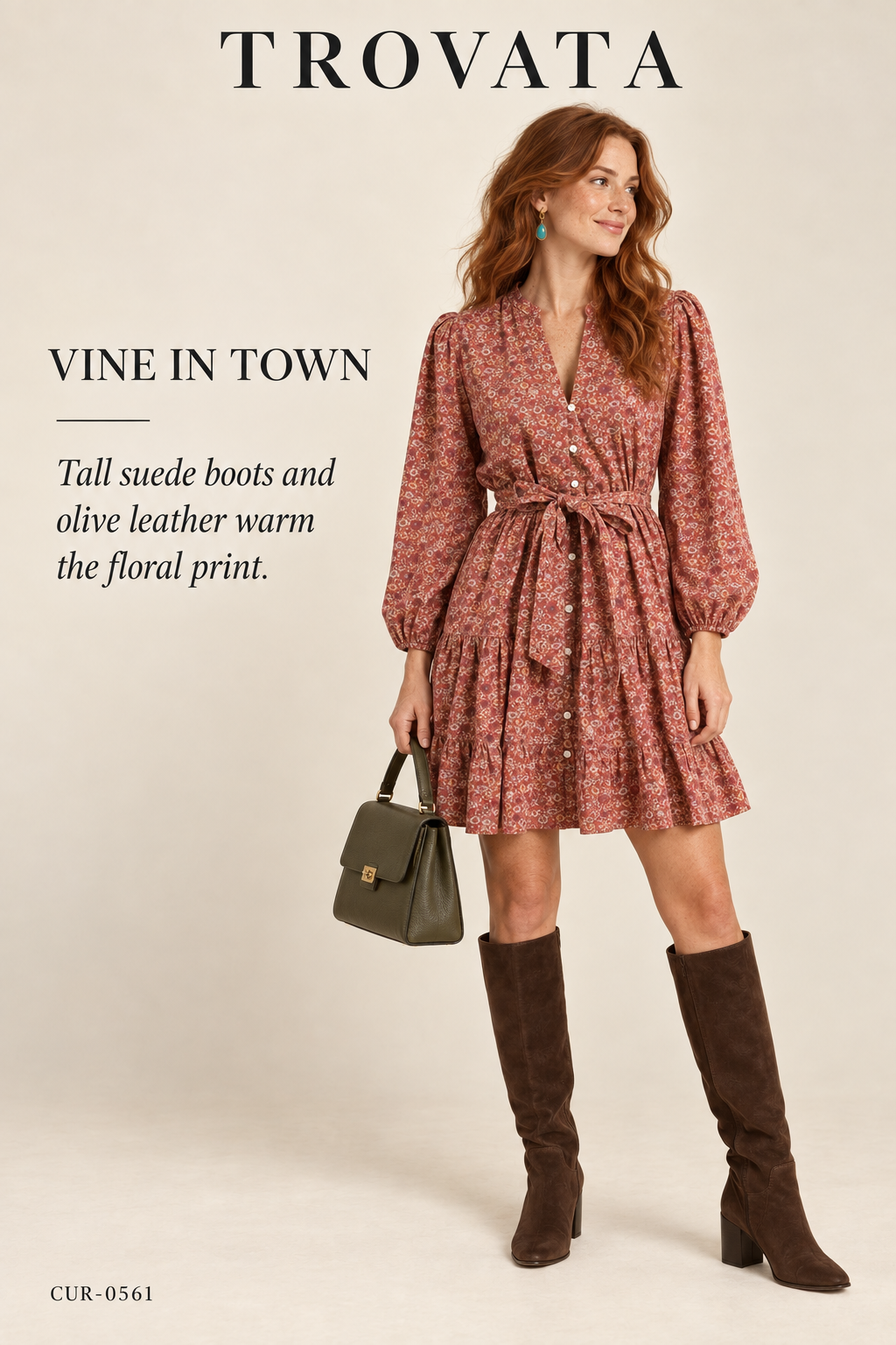 Trovata Celeste Dress — Ethereal Vine – styled editorial look 2: Vine in Town