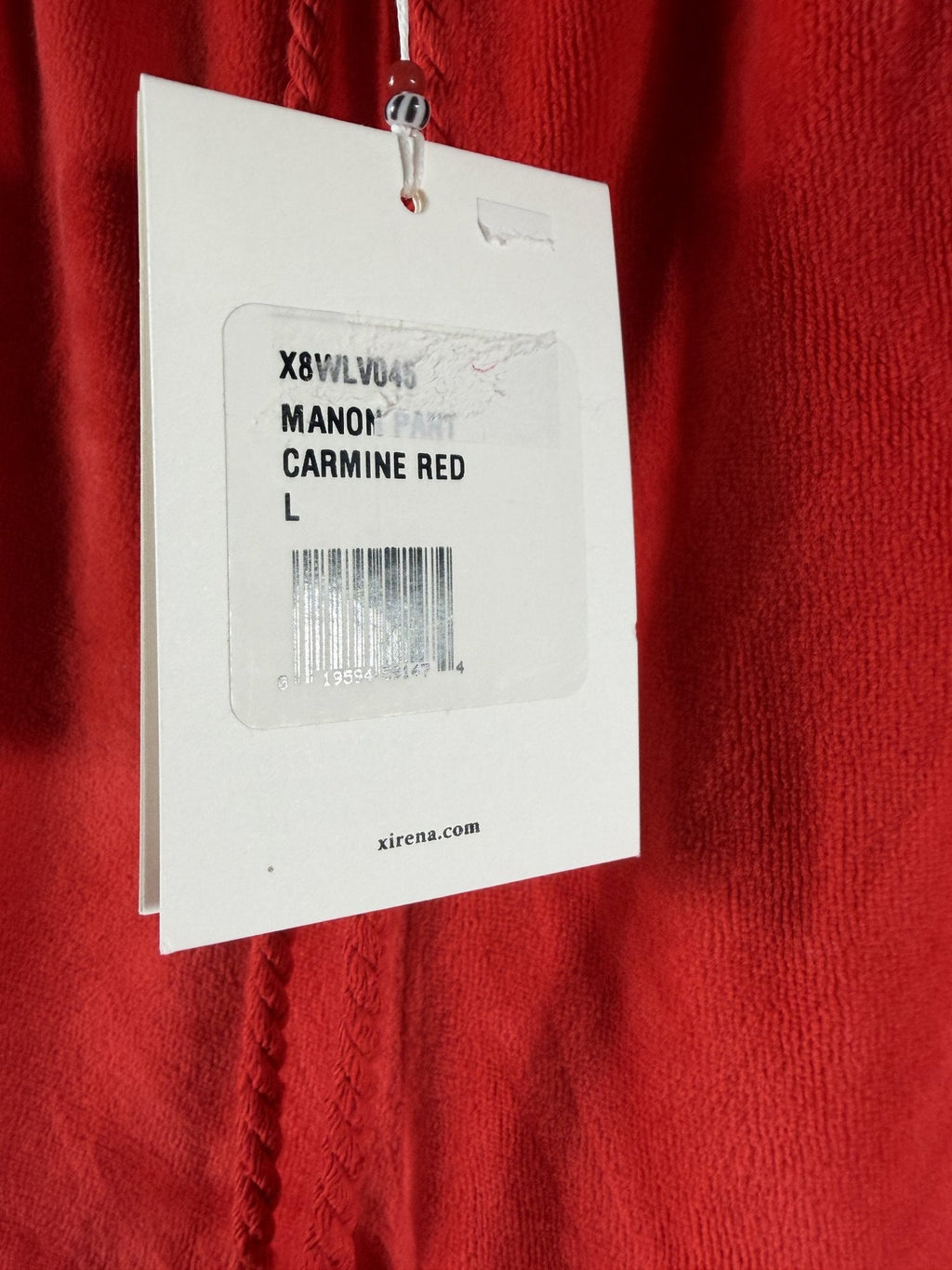 Xirena x Lea Meylan Manon Velour Pant - Carmine Red - care label