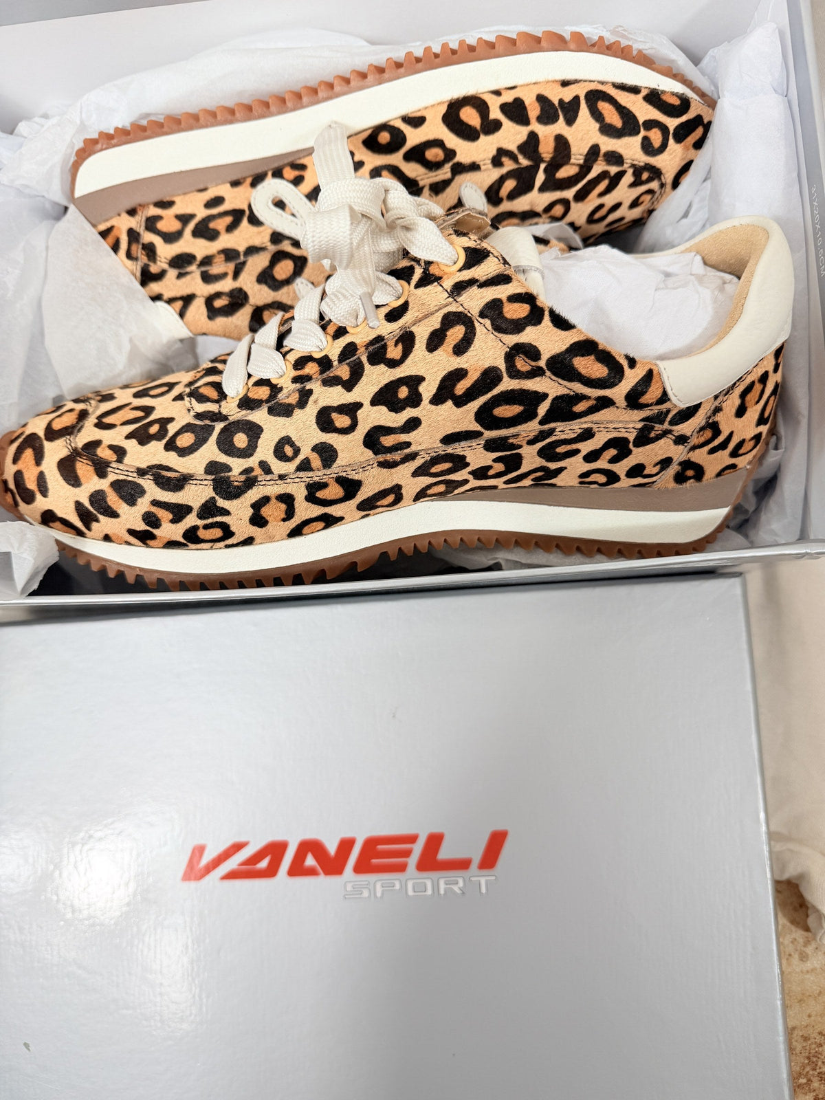 VANELi Queen Leopard Calf-Hair Sneaker — Camel - front