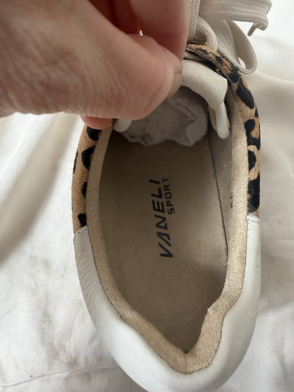 VANELi Queen Leopard Calf-Hair Sneaker — Camel - care label
