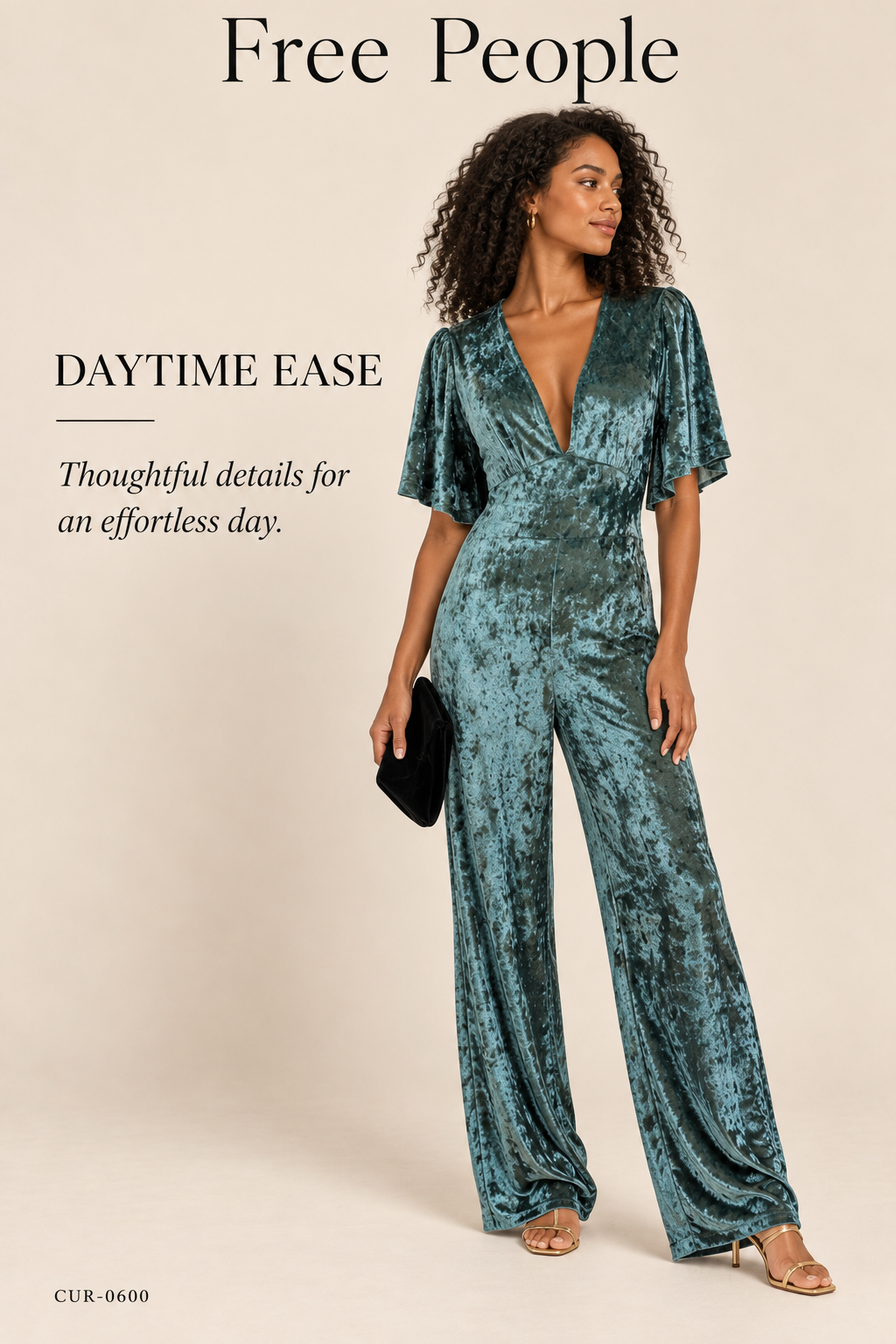 Free People Velvet Jumpsuit – Teal