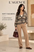 L'AGENCE Harriet Blouson Sleeve Cardigan – Brown Multi Stripe