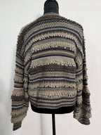L'AGENCE Harriet Blouson Sleeve Cardigan – Brown Multi Stripe