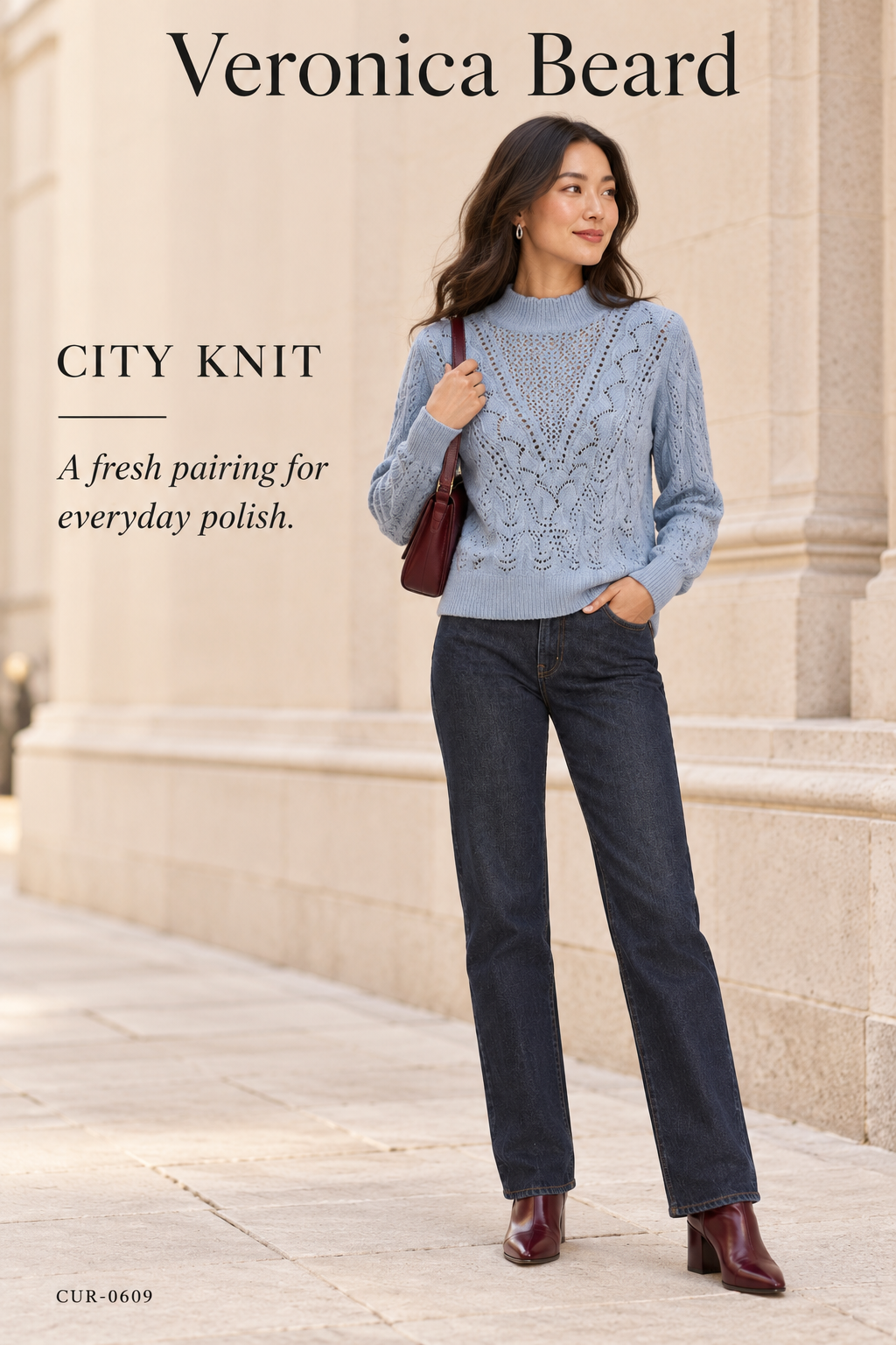 Veronica Beard Makani Pointelle-Knit Sweater – Blue
