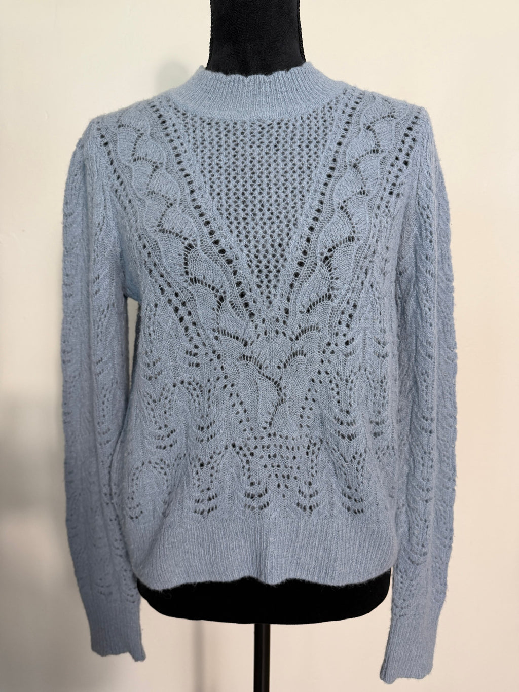 Veronica Beard Makani Pointelle-Knit Sweater – Blue