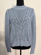 Veronica Beard Makani Pointelle-Knit Sweater – Blue