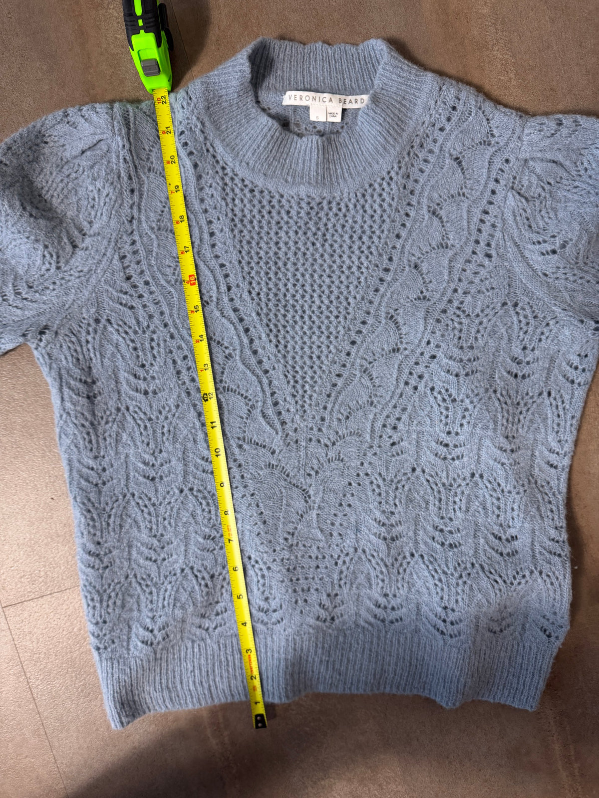 Veronica Beard Makani Pointelle-Knit Sweater – Blue