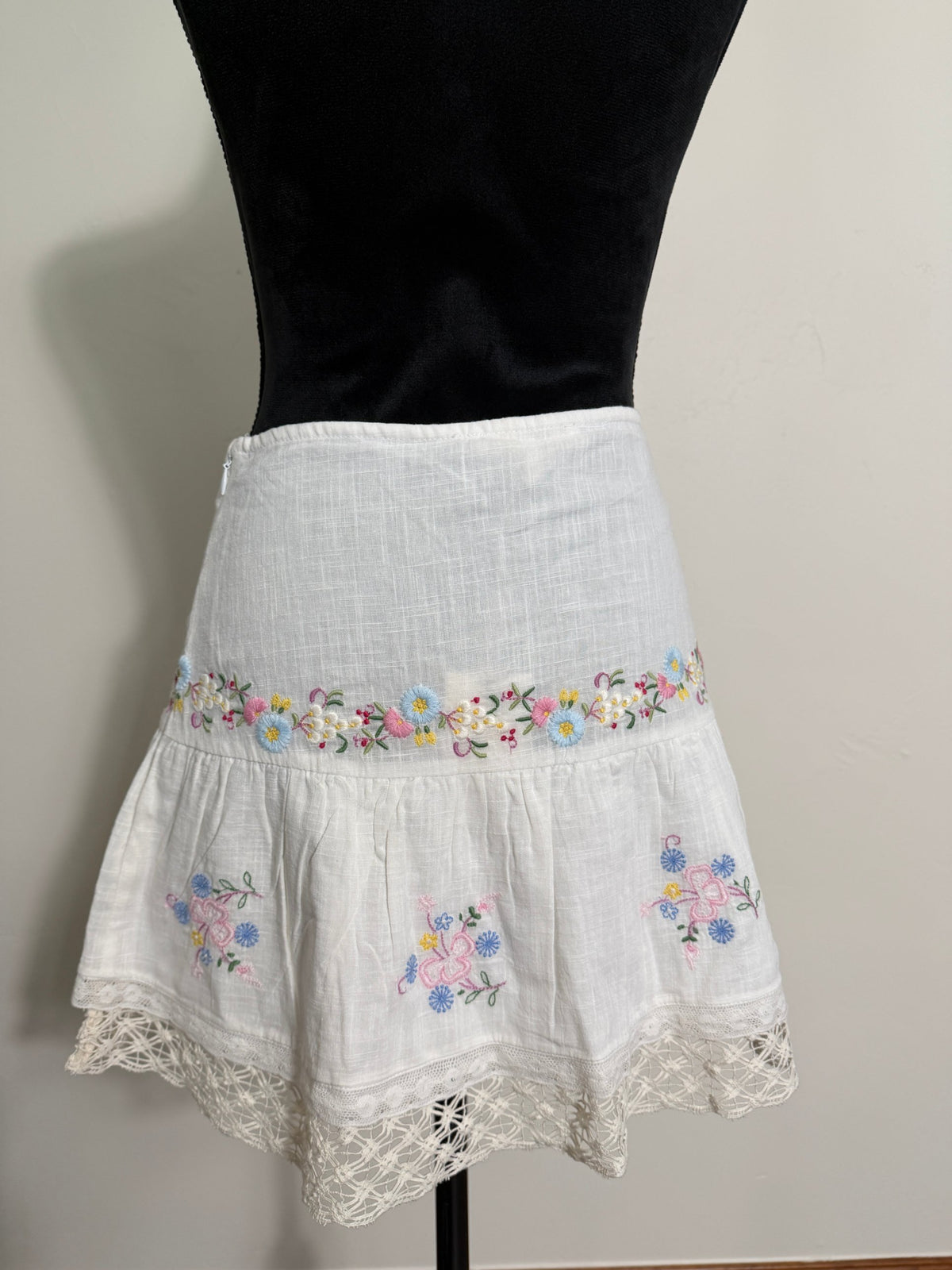 LoveShackFancy Rhodes Skirt – Antique White