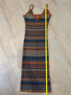 L'AGENCE Sandi Striped Knit Scalloped Tank Midi Dress – Brown