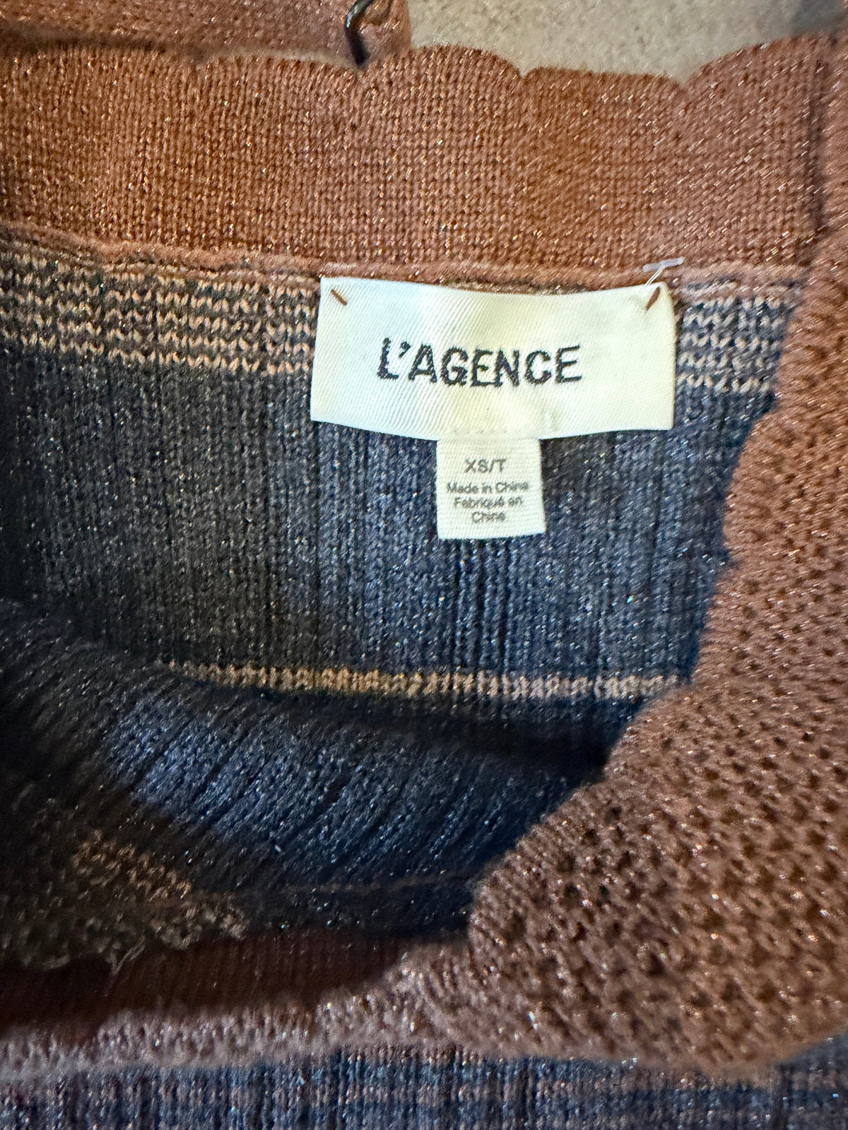 L'AGENCE Sandi Striped Knit Scalloped Tank Midi Dress – Brown