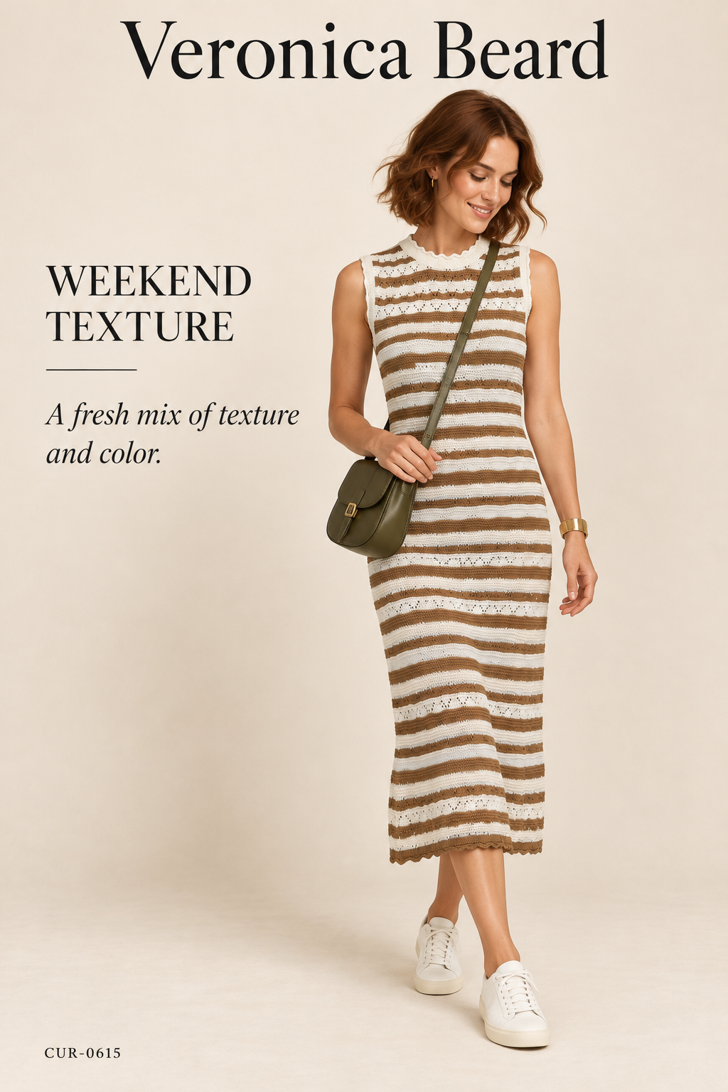 Veronica Beard Templeton Crochet Knit Dress – Desert Khaki