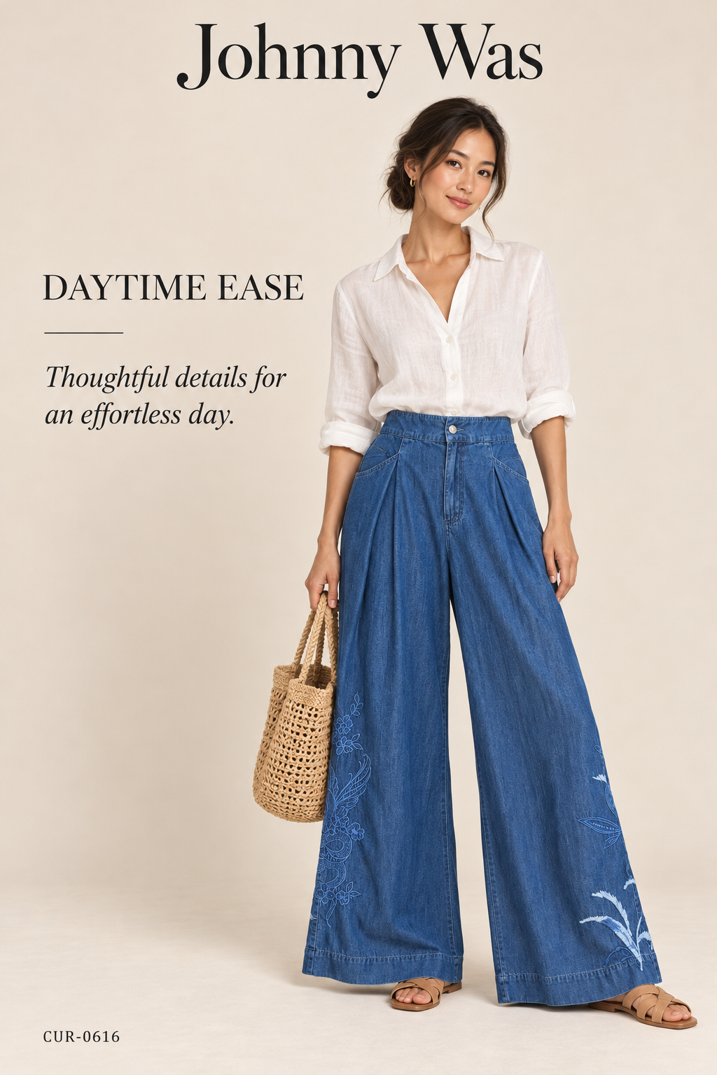 Johnny Was Myra Wide Leg Pleat Pant – Blue Floral