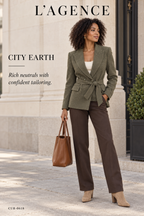 L'AGENCE Jordana Bouclé Wrap Belted Blazer – Army Olive