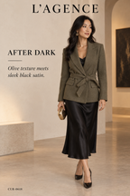 L'AGENCE Jordana Bouclé Wrap Belted Blazer – Army Olive