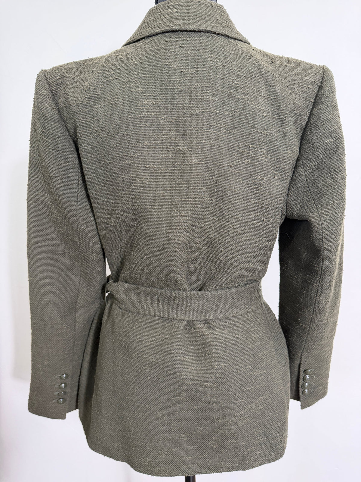 L'AGENCE Jordana Bouclé Wrap Belted Blazer – Army Olive