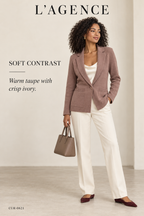 L'AGENCE Lacey Knit Blazer – Dark Taupe