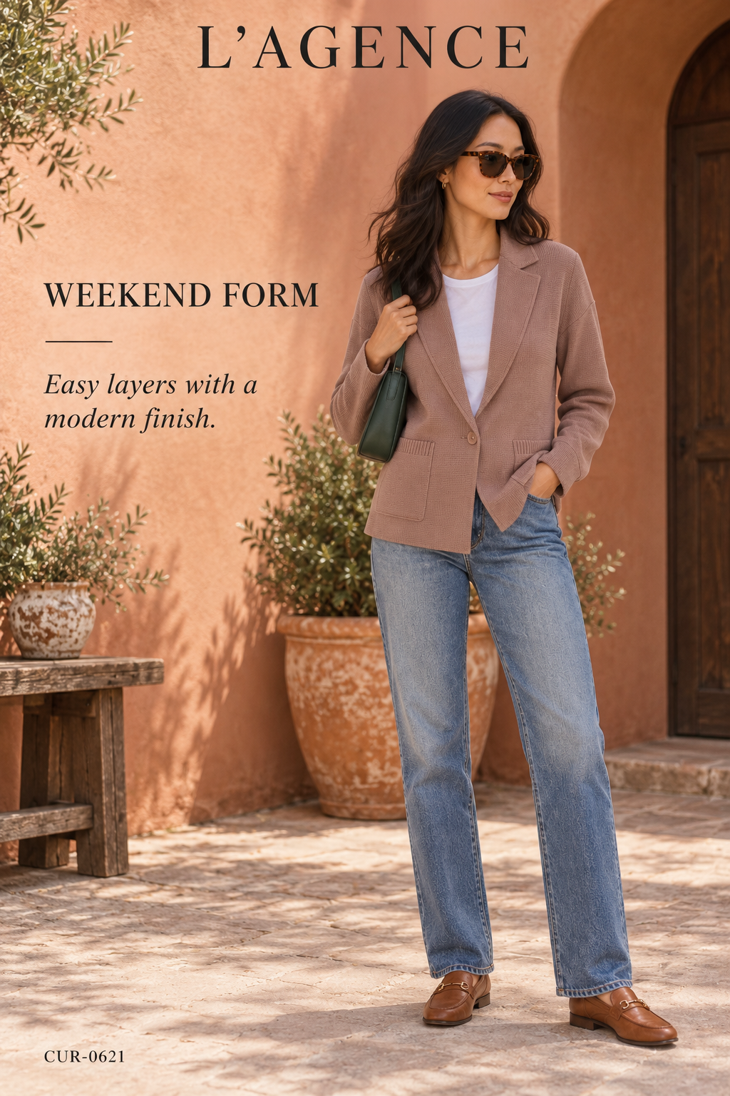 L'AGENCE Lacey Knit Blazer – Dark Taupe