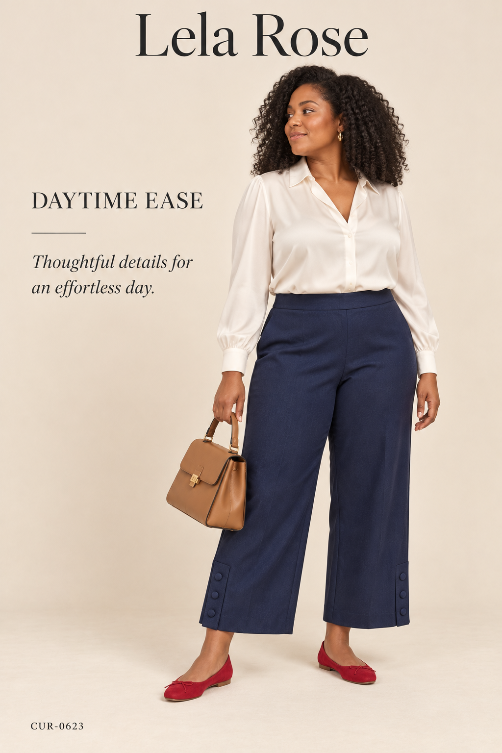 Lela Rose Wool Wide-Leg Cropped Pant – Navy