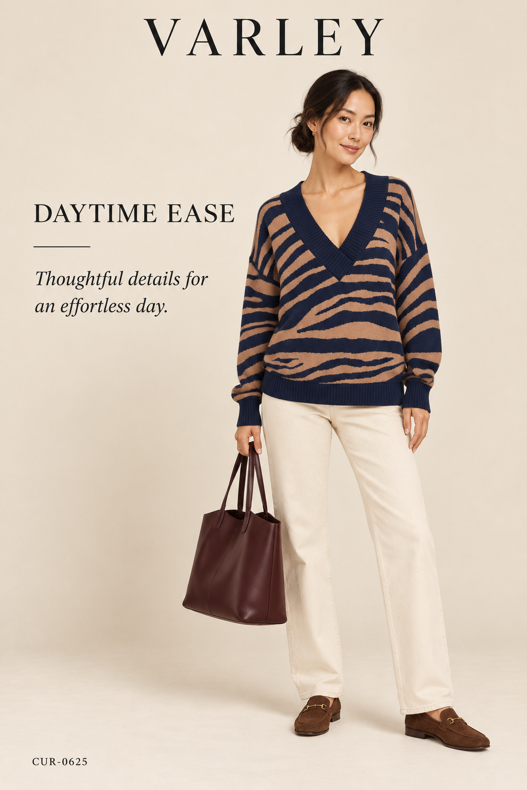 Varley Calvert Oversized V-Neck Sweater – Bracken